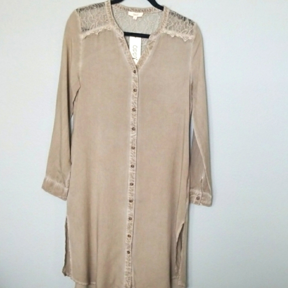 Oddi Grunge NWT Long Sleeve Distressed Oversized Rayon Shirt Dress Small - Picture 1 of 9